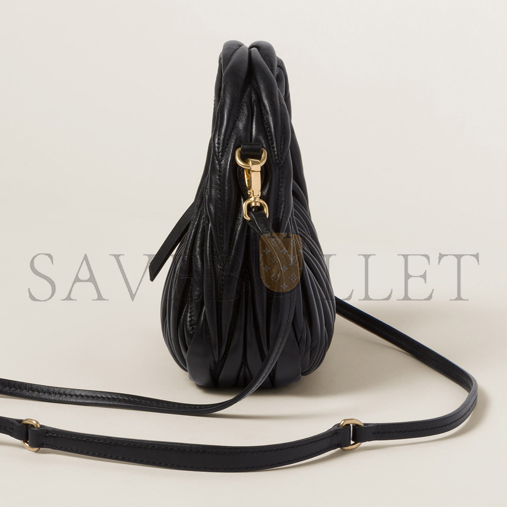 MIU MIU WANDER MATELASSÉ NAPPA LEATHER HOBO MINI-BAG 5BP078 (17.5*14*5.5cm)